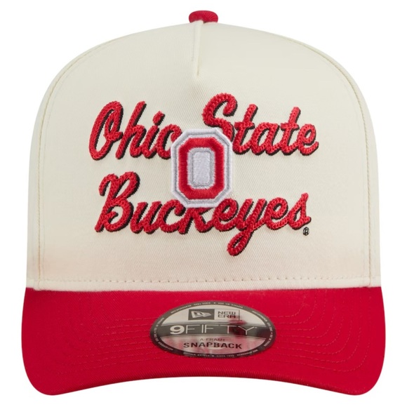 Ohio state Buckeyes New Era Chainstitch 9fifty A Frame Hat New Cream/red - Picture 2 of 5
